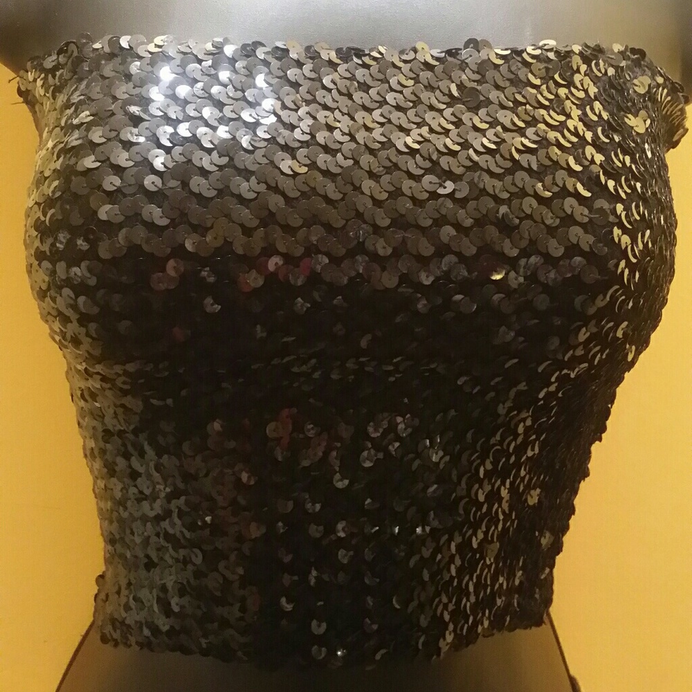 Black sequined tube top Size small.
