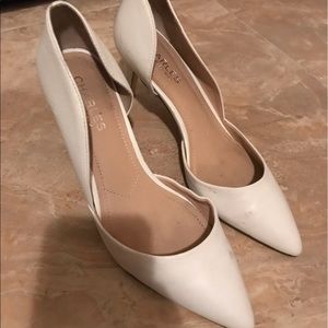 White Leather D'orsay Pumps