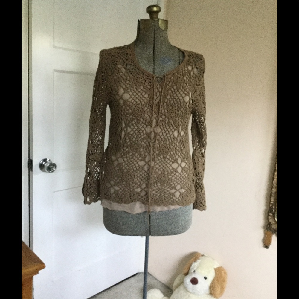 "I.E. Relaxed" Crocheted L/S Lightweight Sweater