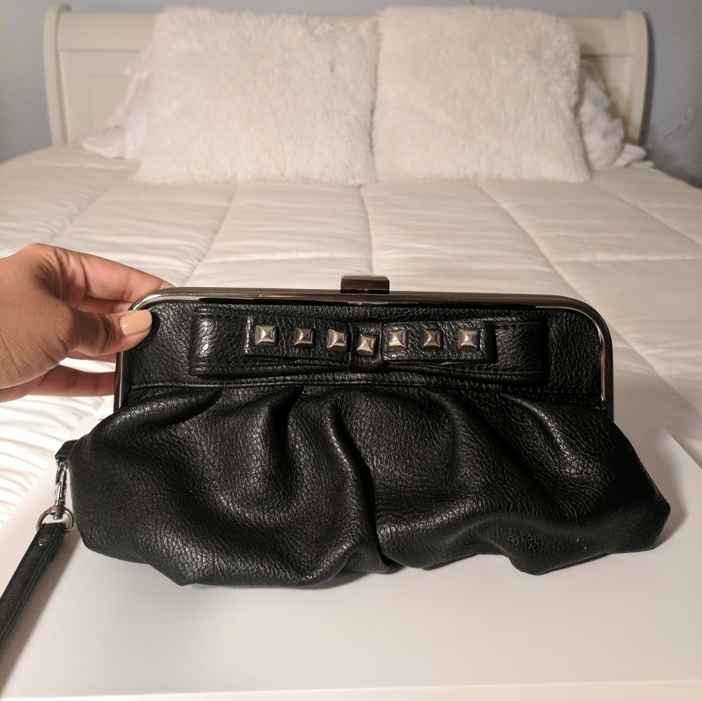 Black Leather Jessica Simpson Clutch