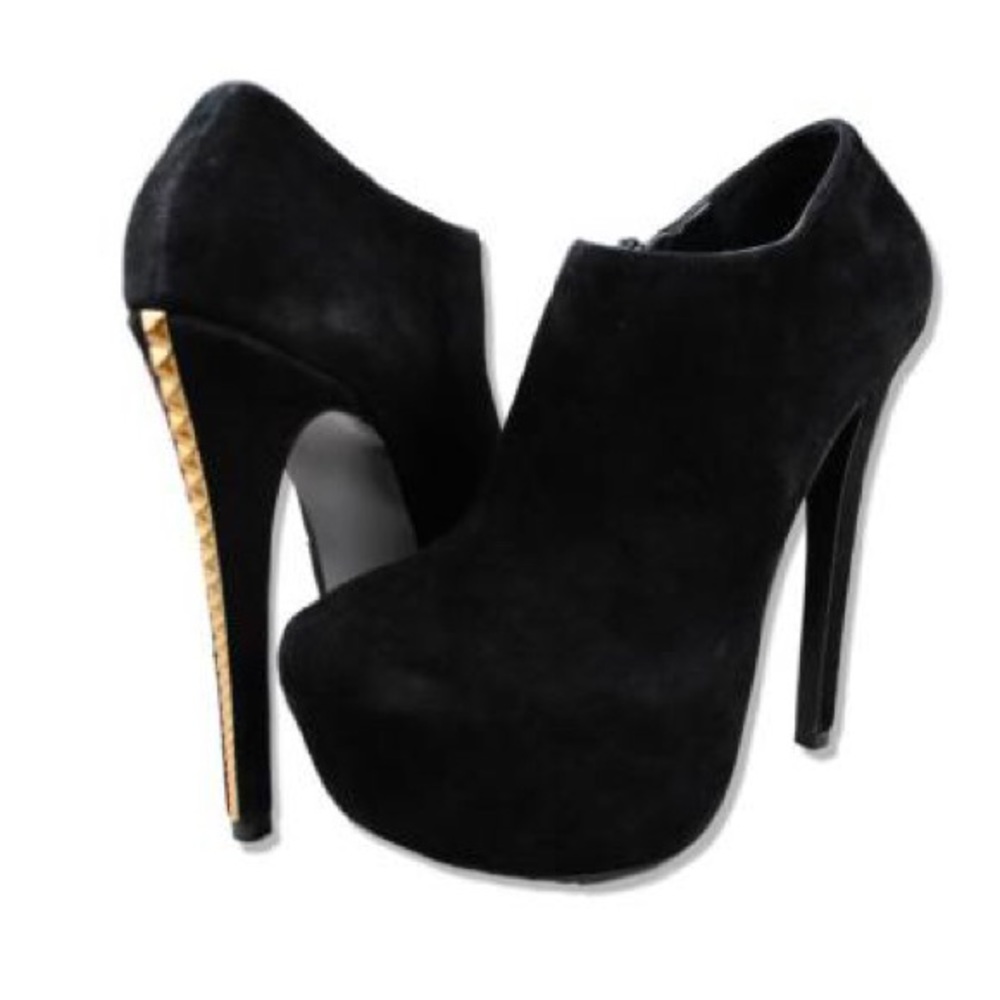 Killer black suede gold studded Vicktem bootie