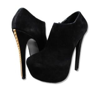 Killer black suede gold studded Vicktem bootie