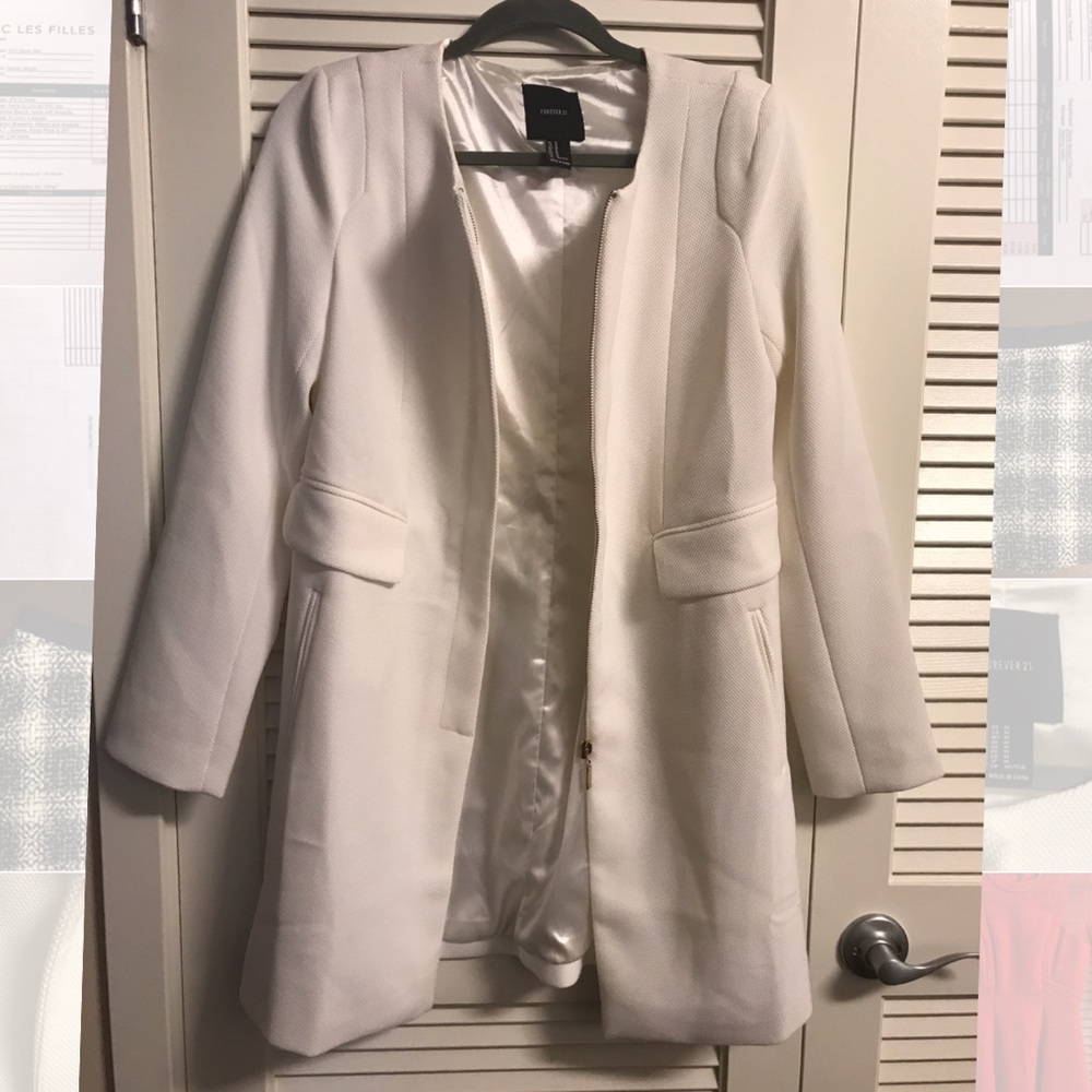 white peacoat with gold zipper size M