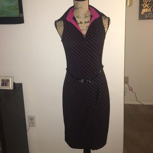 Express Pink Pin Striped w Belt Dress Sz5/6