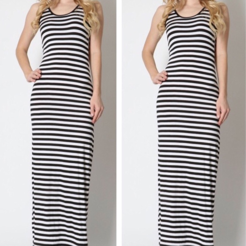 STRIPED BLACK WHITE MAXI DRESS
