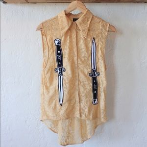 Lace Blouse with Dagger Details