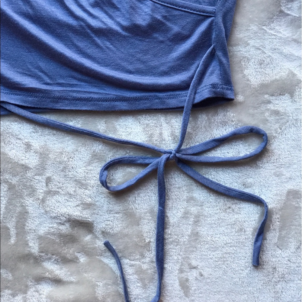 Dusty blue wrap around top