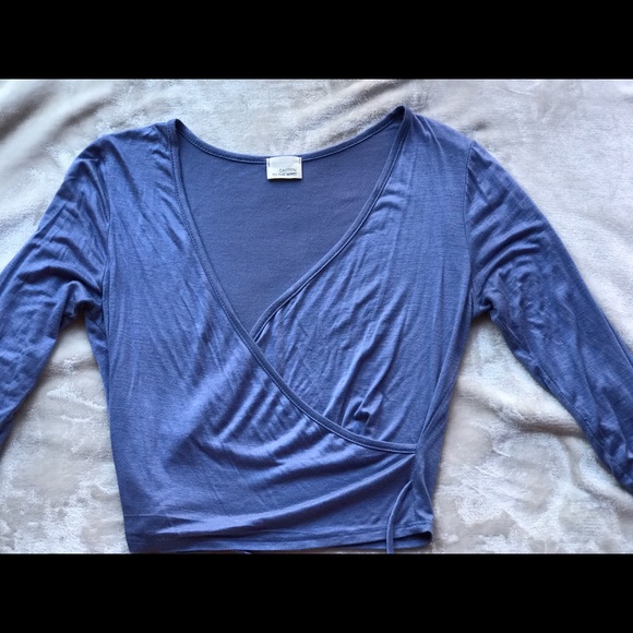 Dusty blue wrap around top - Picture 2 of 3