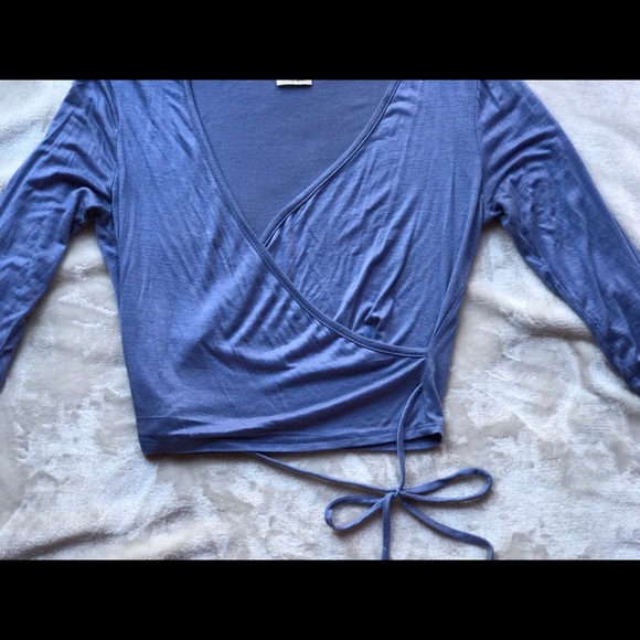 Dusty blue wrap around top - Picture 3 of 3