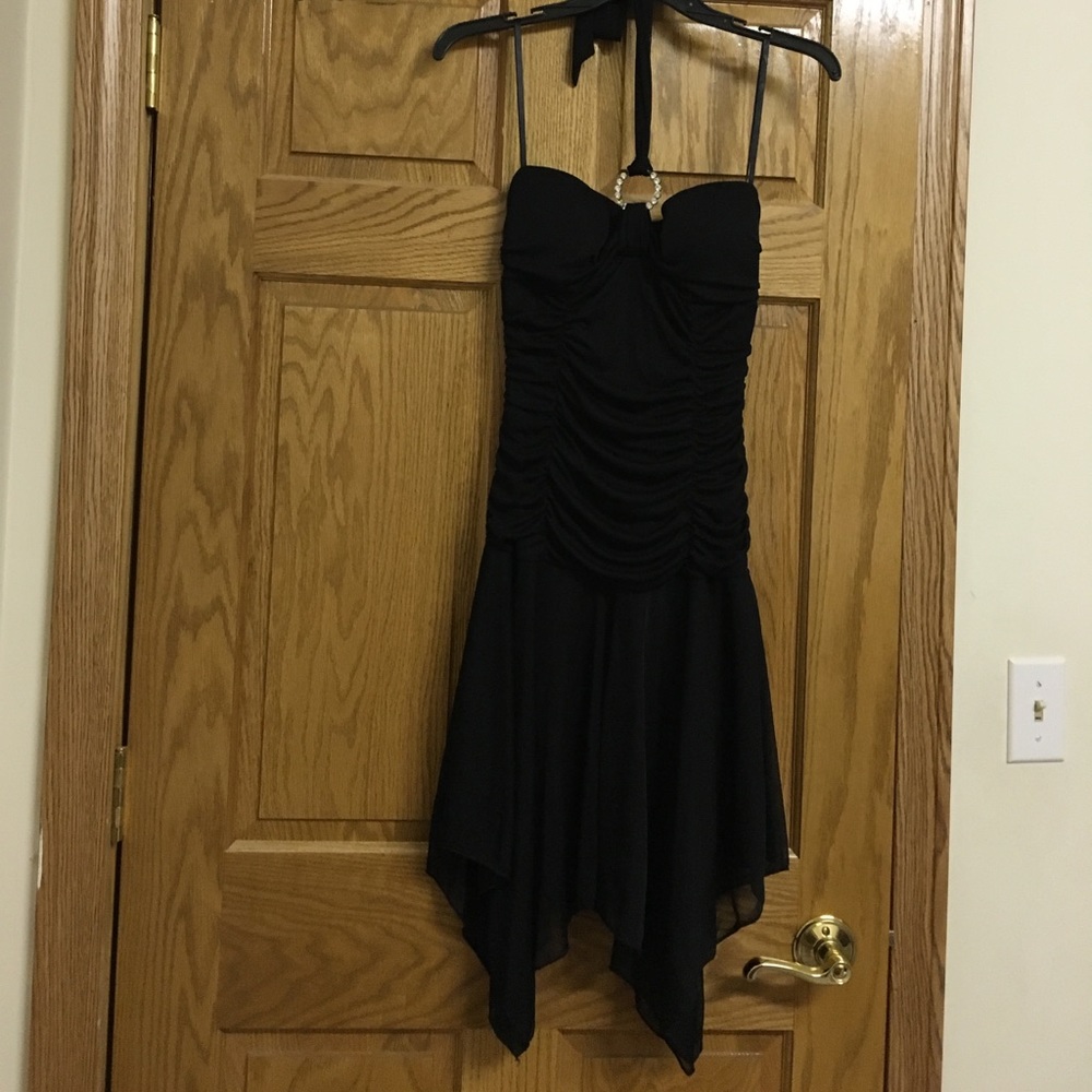Black halter top dress