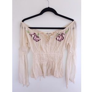 Hippie Off-the-Shoulder Thrifted 70's Blouse