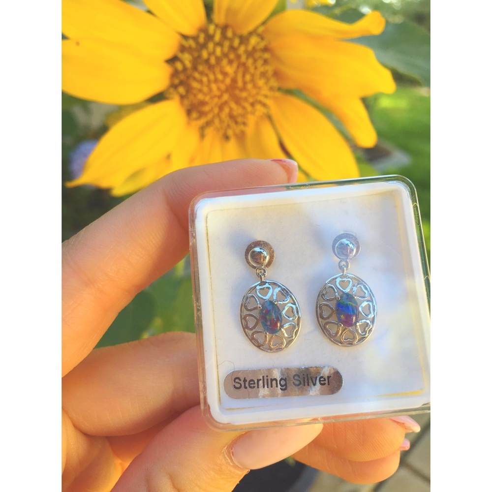 Sterling Silver Opal Earrings