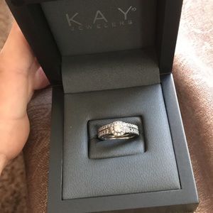 White gold diamond wedding set