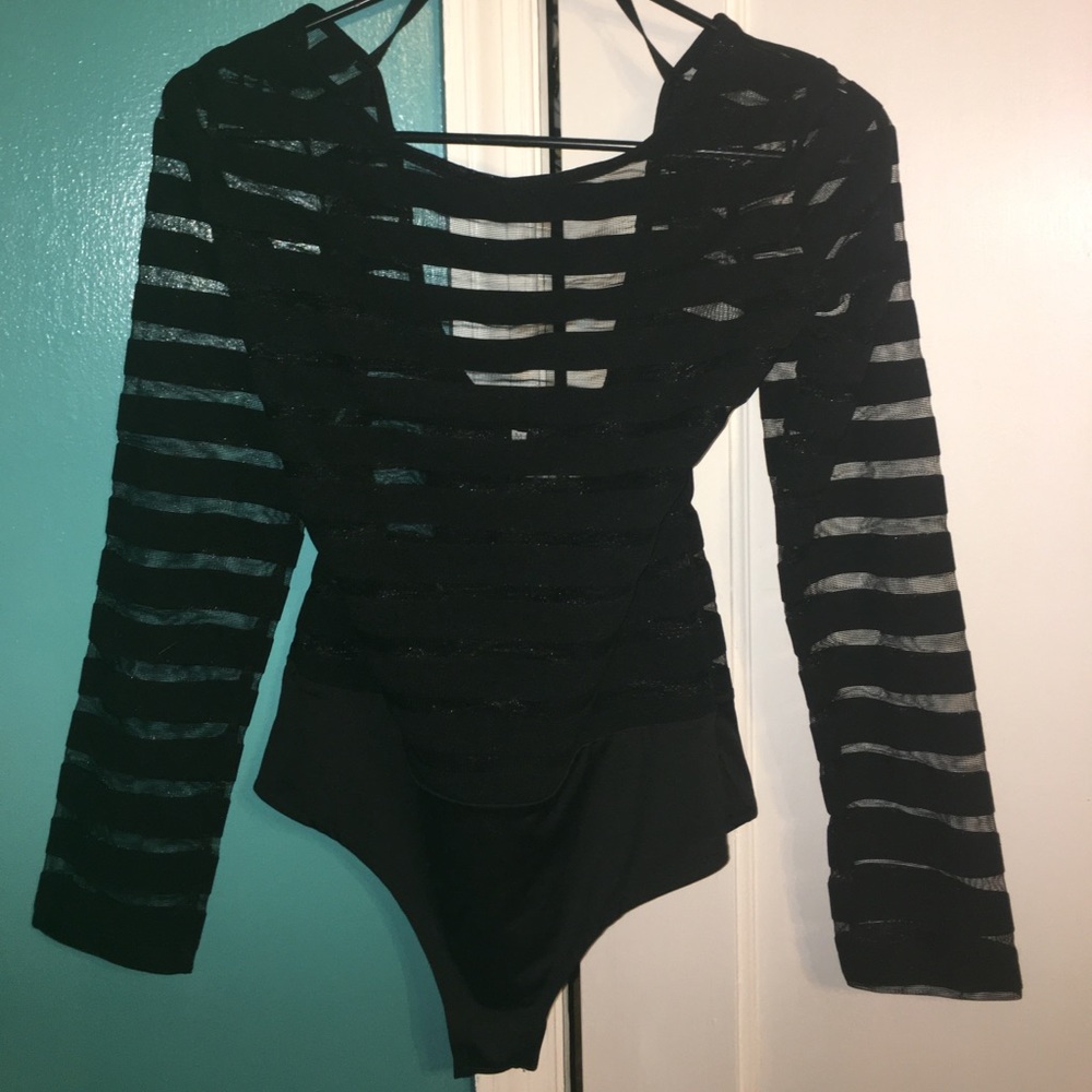 black sheer panel body suit