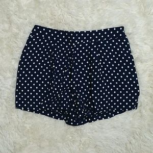 Zara navy blue & white polka dot pleated shorts