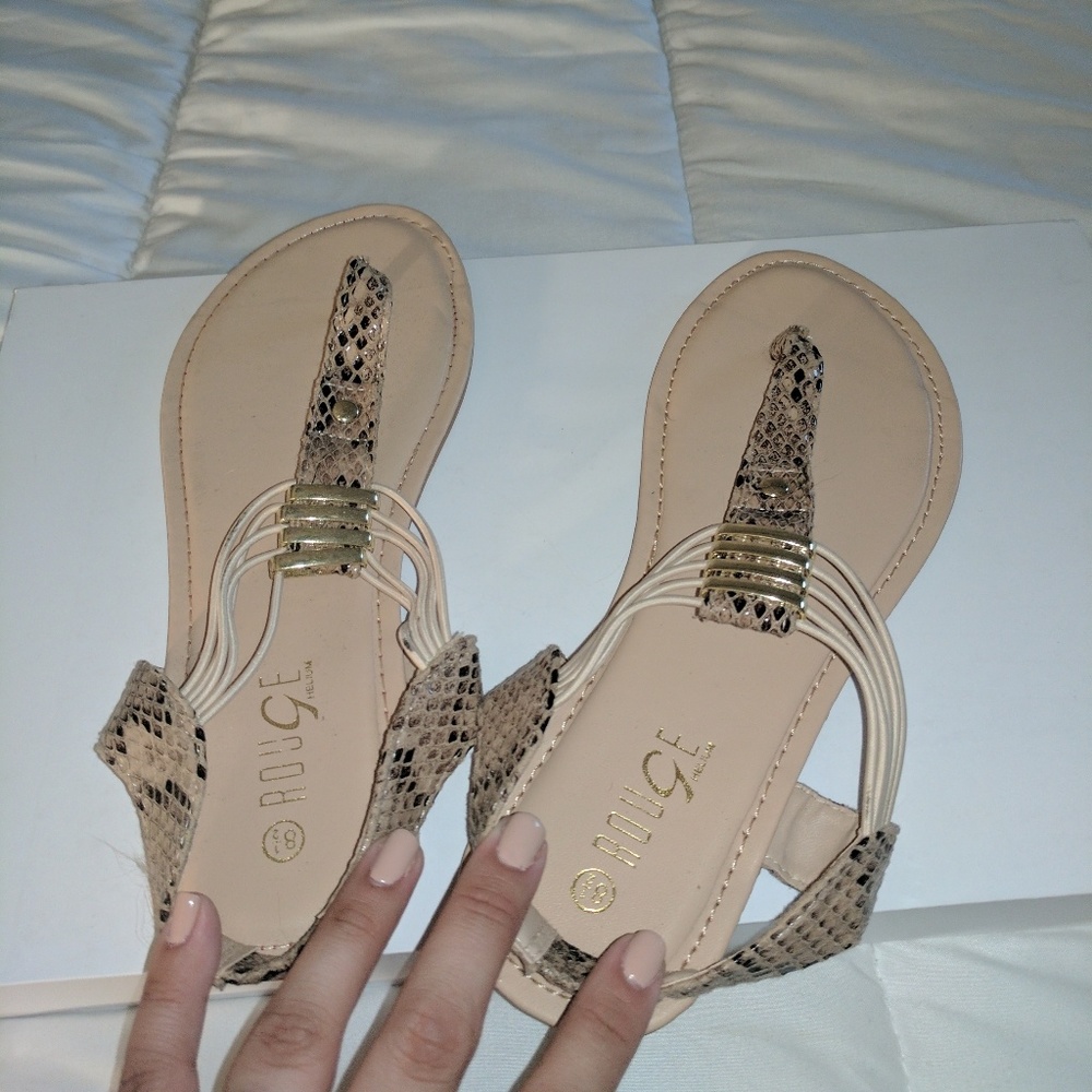 Snake skin cream sandals