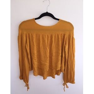 Yellow Tie-Sleeve Blouse