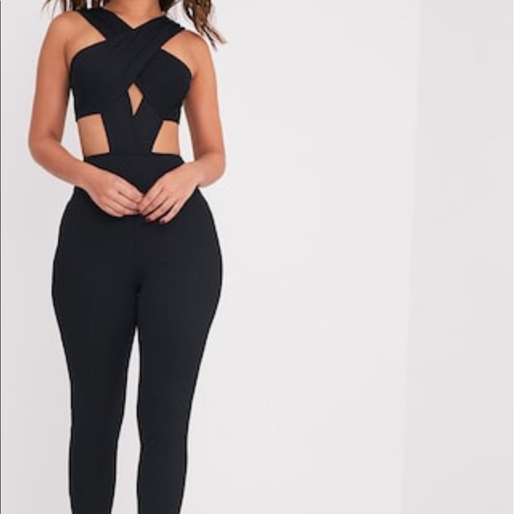 PrettyLittleThing Julia Black bandage Jumpsuit