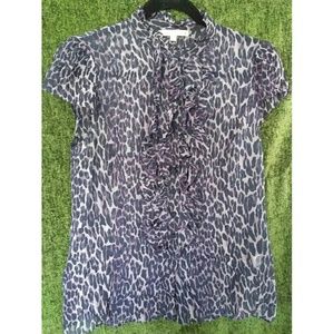 Nanette LePore Silk Animal Print Blouse Sheer