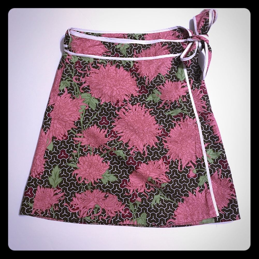 Pink, Brown & Green A-Line Wrap skirt [SK-33]