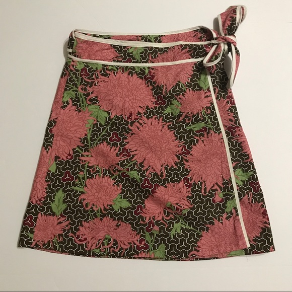 Pink, Brown & Green A-Line Wrap skirt [SK-33] - Picture 2 of 5