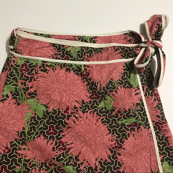 Pink, Brown & Green A-Line Wrap skirt [SK-33] - Picture 3 of 5