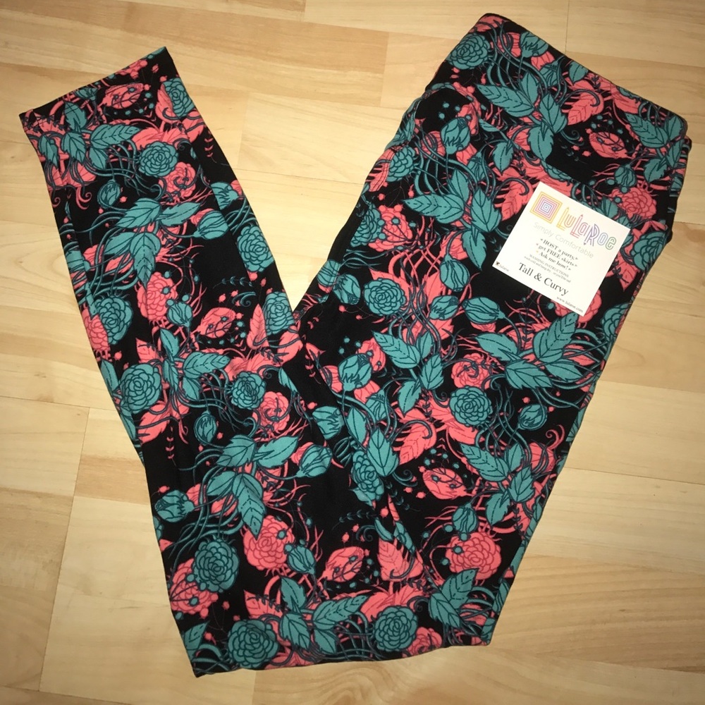 NWT LuLaRoe Flower Leggings🦄TC (BLACK)