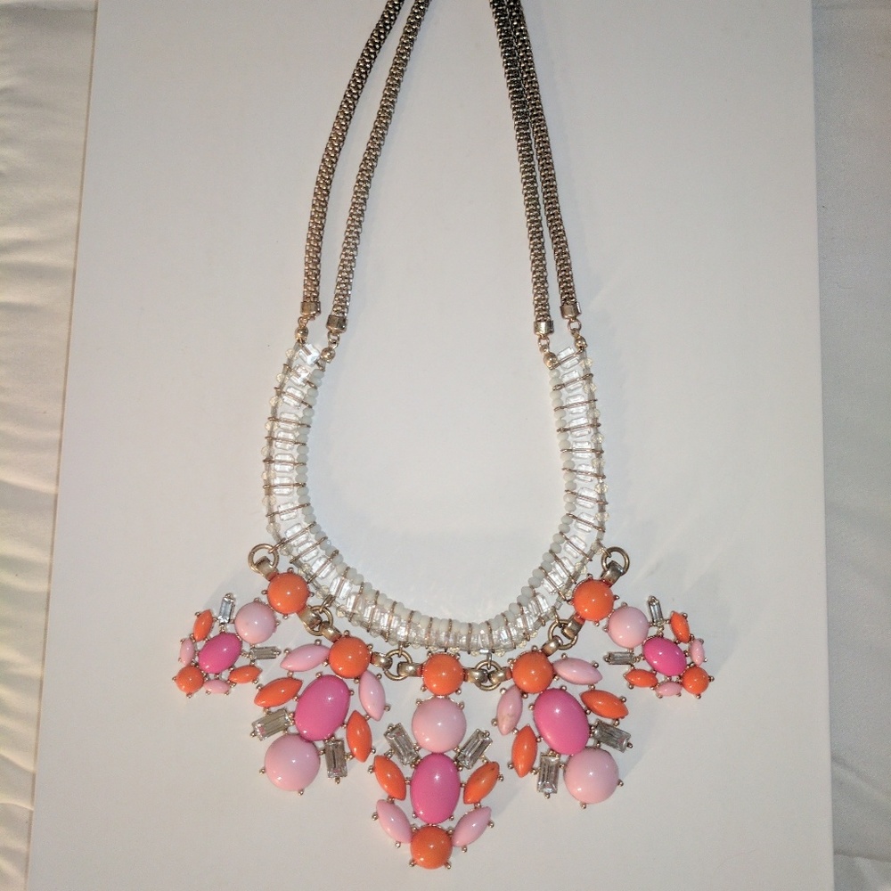 Pink and orange statement necklace