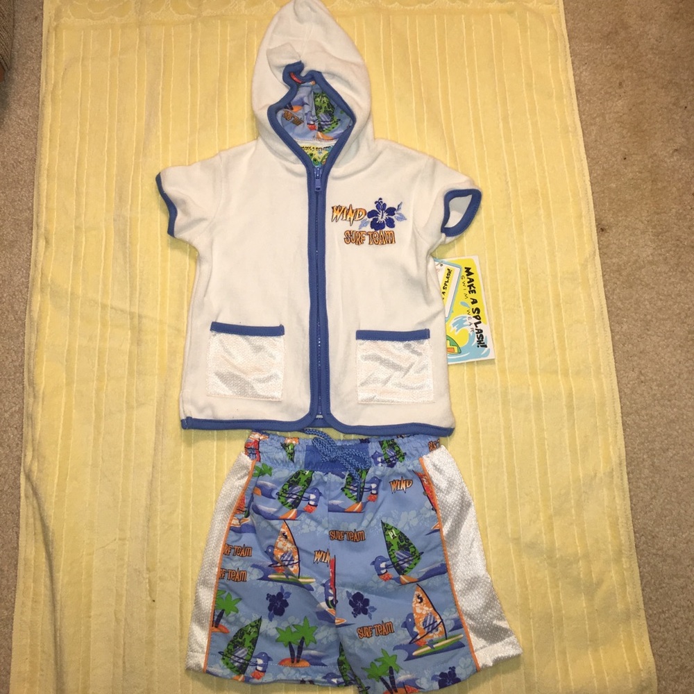 NWT - 2- pc "surf team" swim trunks & jacket set