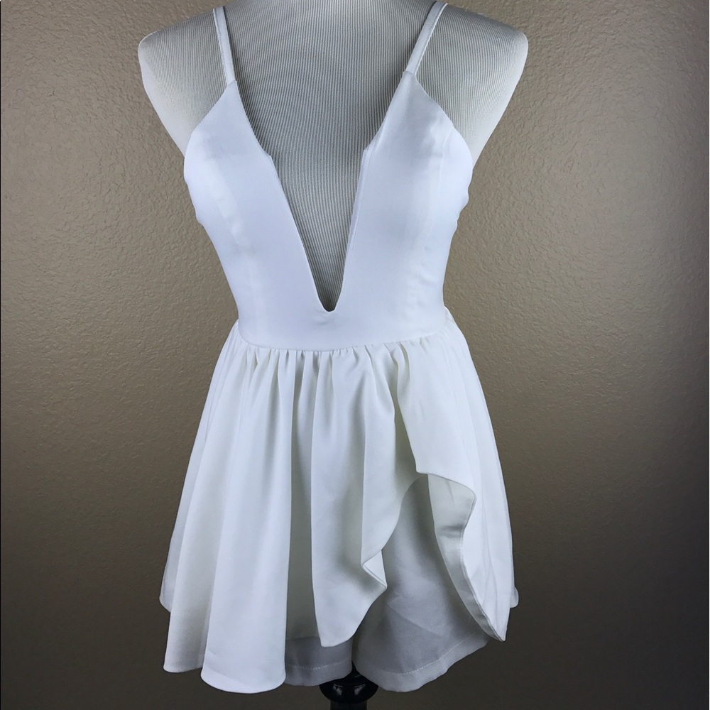 White romper with skirt overlay