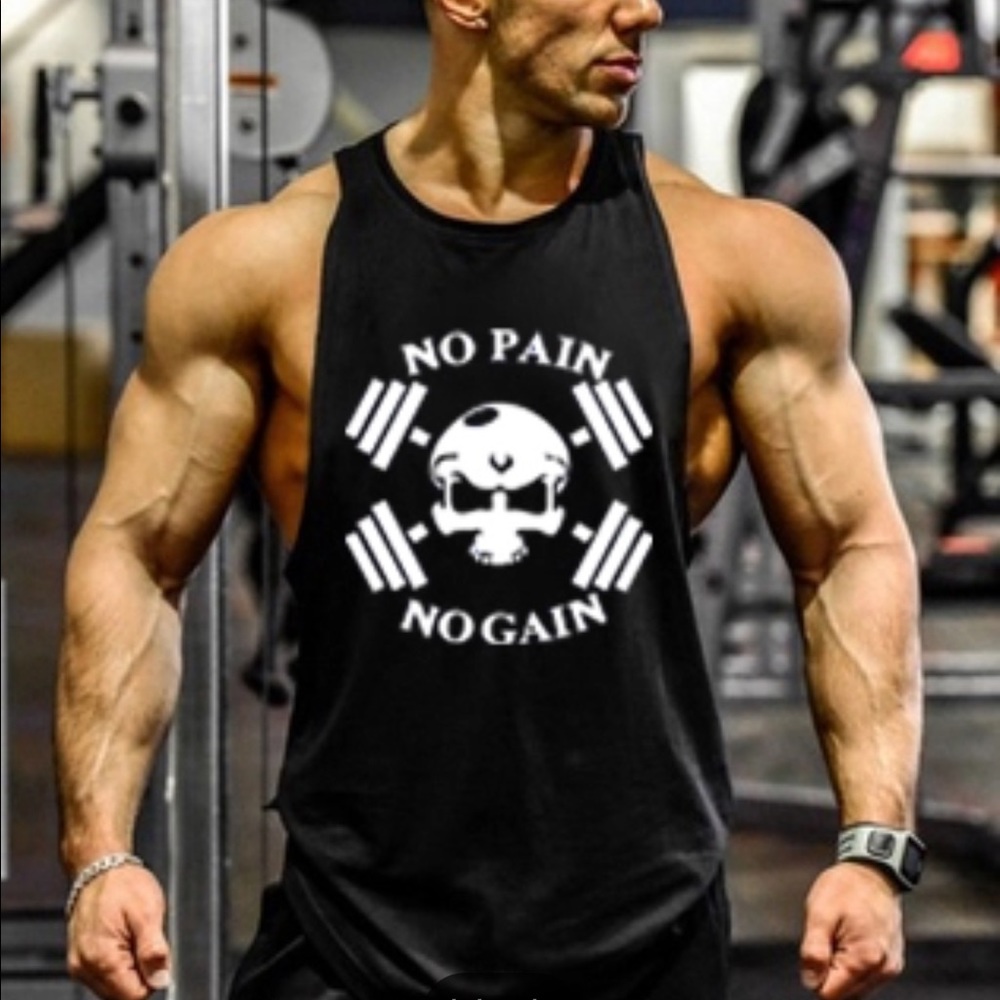 Black No Pain No Gain Muscle Tank