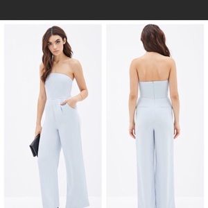 Baby Blue Strapless Jumpsuit