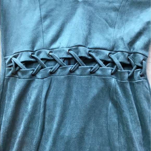 Blue suede body con dress - Picture 3 of 6