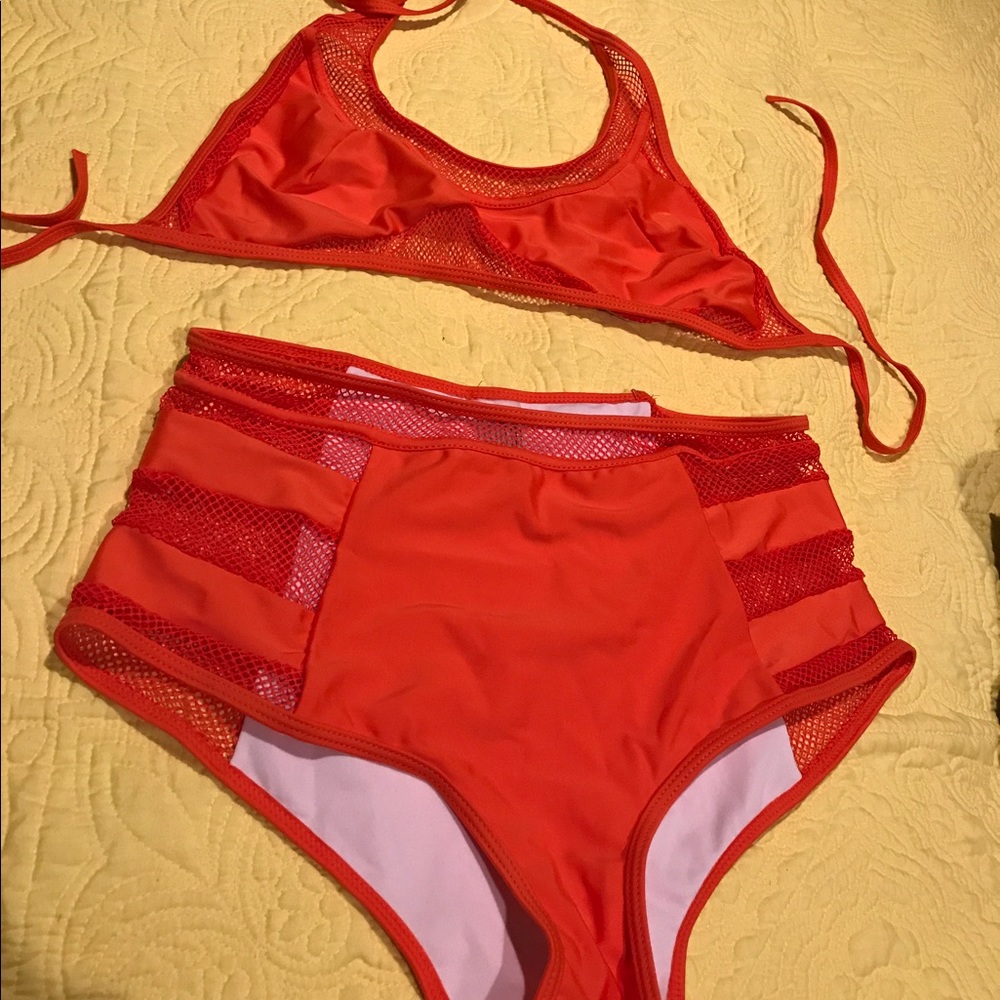 New! Orange High Waist Bikini - XL (junior's size)