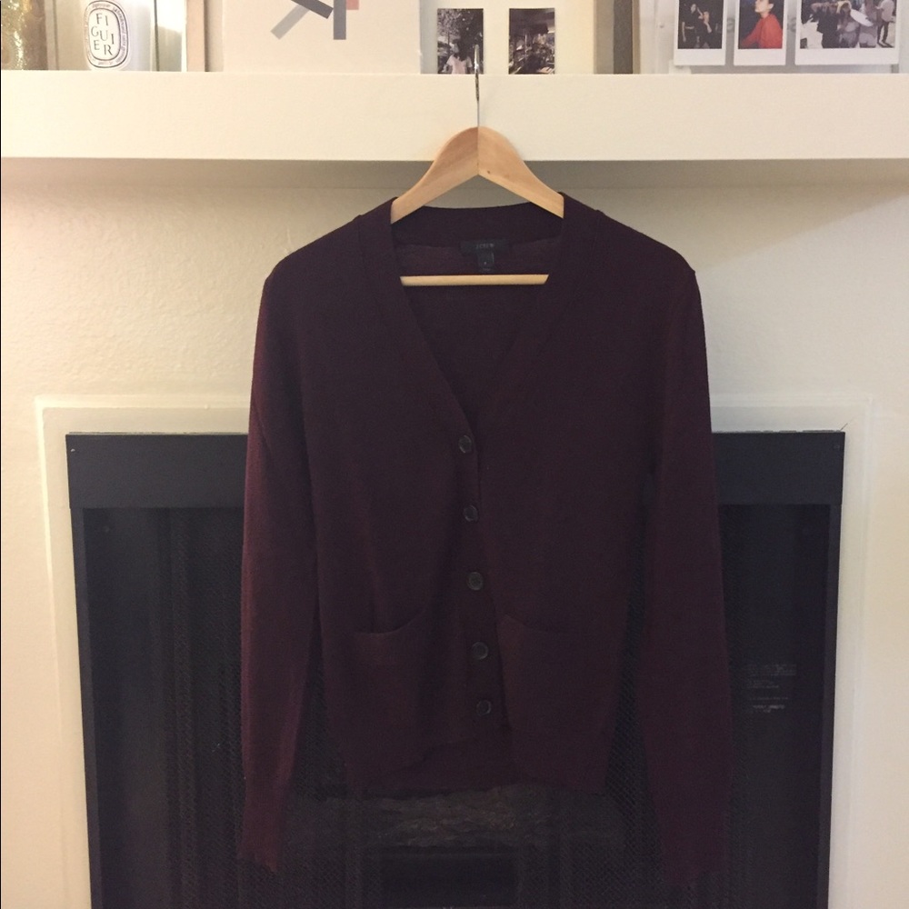 J Crew / Burgundy Merino Wool Cardigan / Small