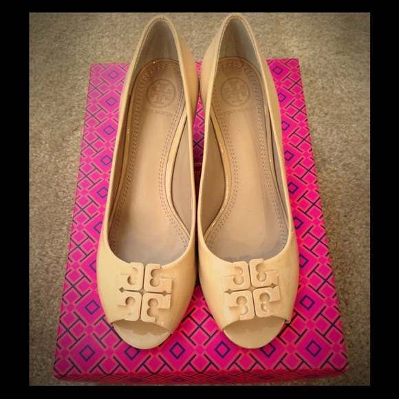 tory burch lowell peep toe wedge