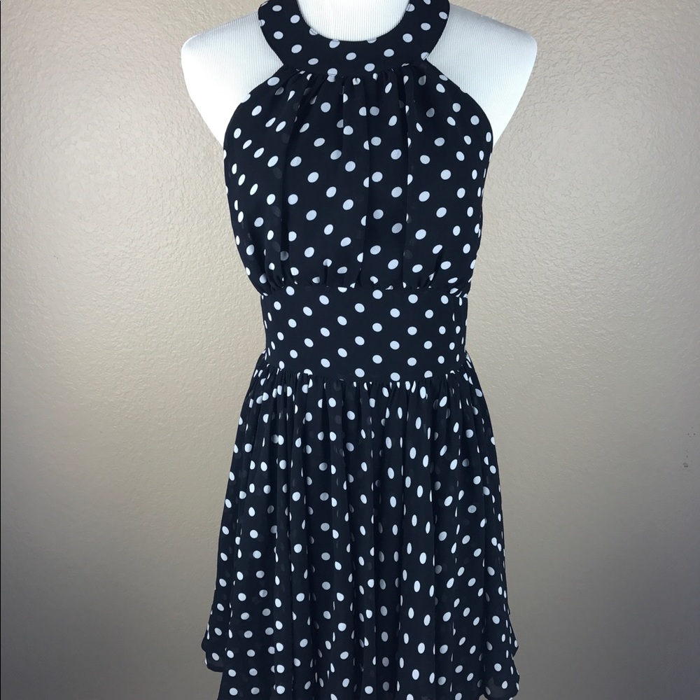 Halter black and white Polk a dot dress