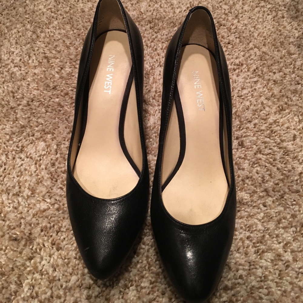 Black leather heels