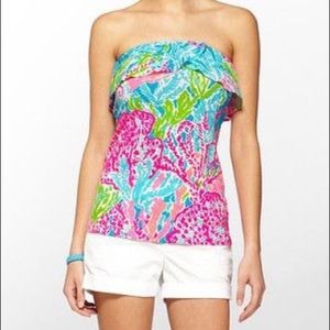Lilly Pulitzer coral strapless top