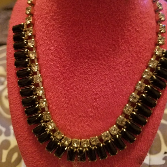 Vintage Jet and Rhinestone Necklace and Earrings - Picture 3 of 3