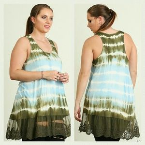 2x 🎉HP🎈XL 1X 2X tie dye lace trim tunic tank
