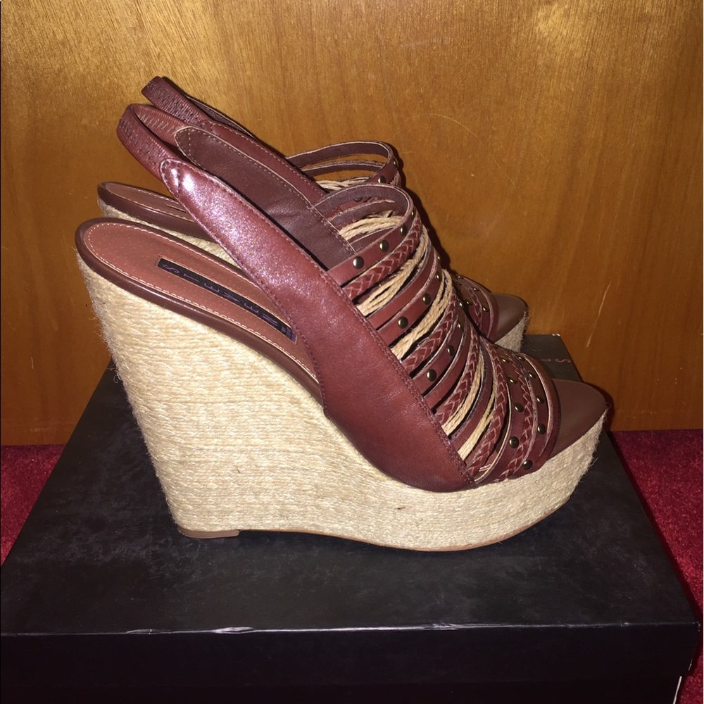 Brown wedge sandals