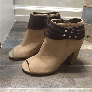 Tan Peep Toe Booties