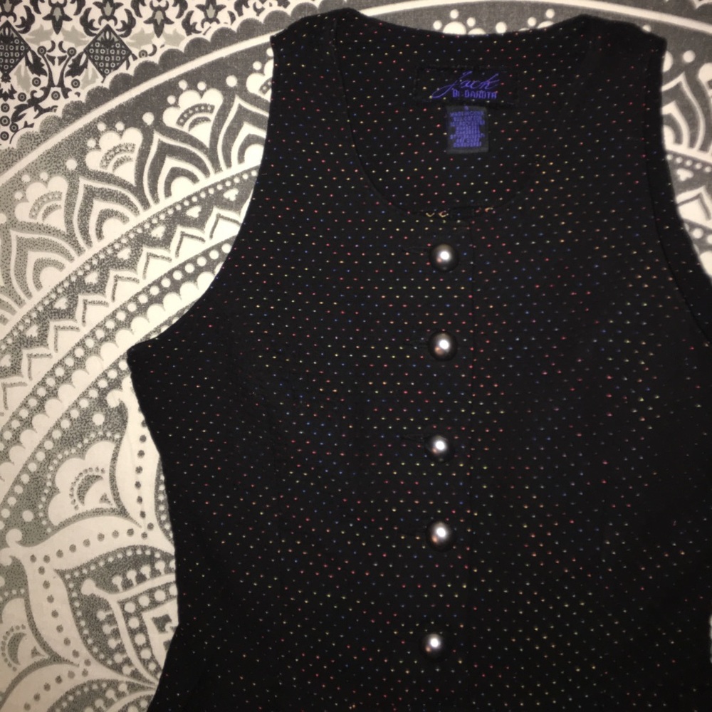 Button front black mini dress - Picture 2 of 5