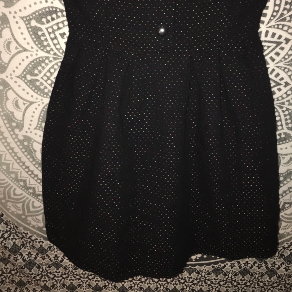 Button front black mini dress - Picture 3 of 5