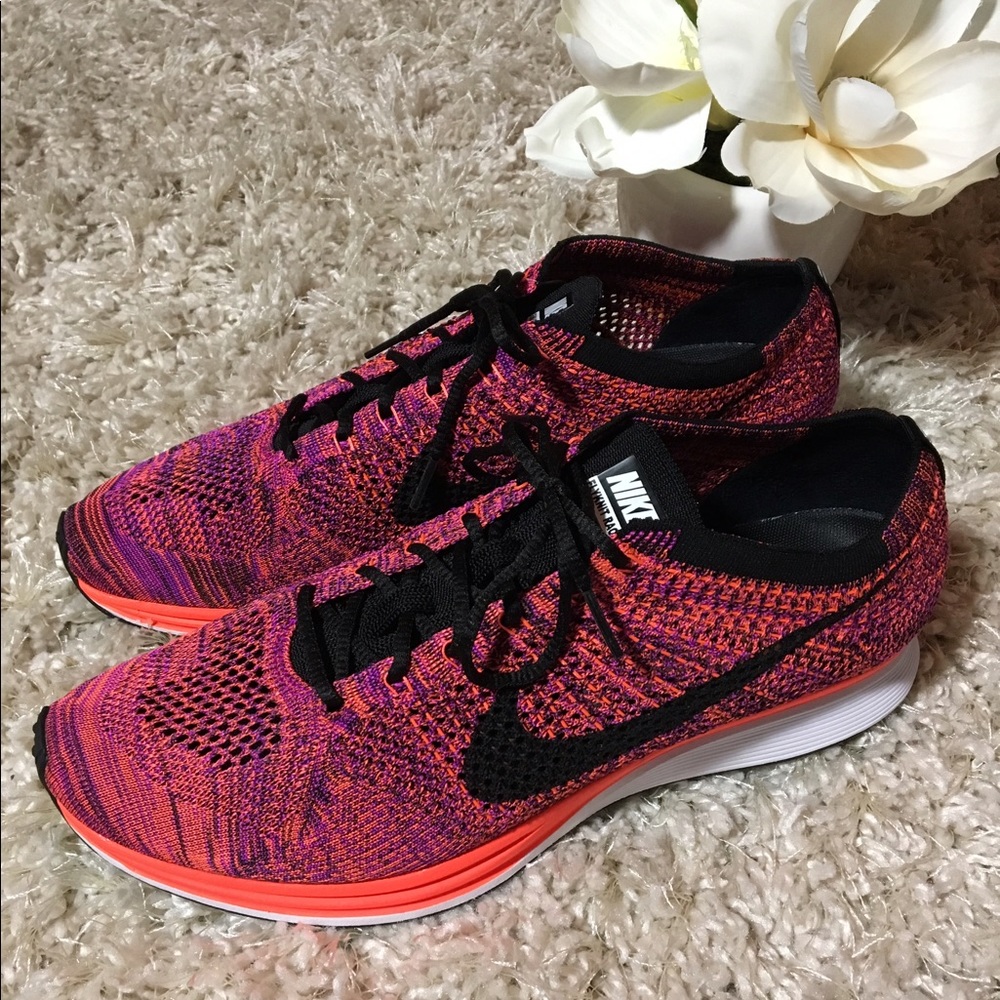 Nike Flyknit Racer Black Hyper Orange Vivid Purple