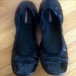 PRADA Nappa scrunch ballet flats 38 1/2 8.5