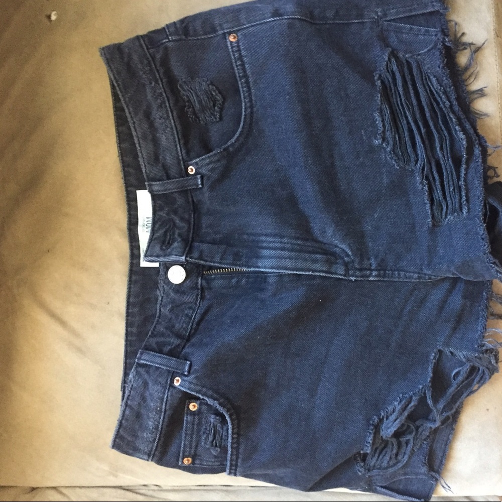 Topshop Washed-out Black Distressed Shorts