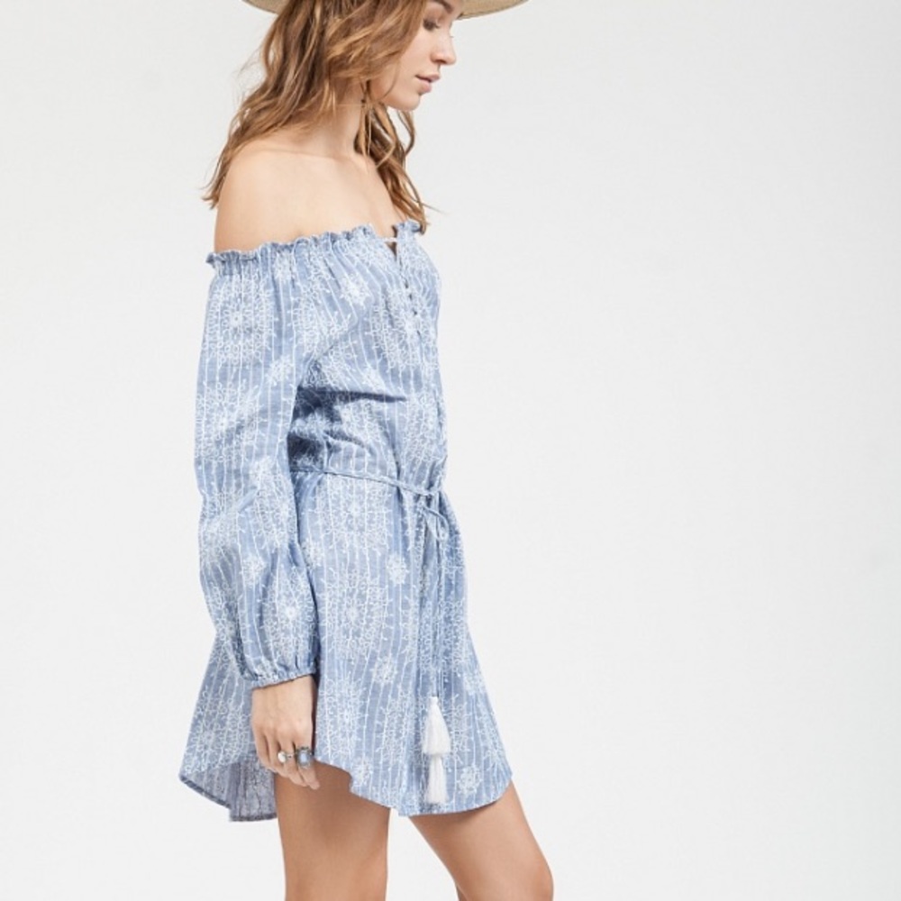 BLUPEPPER off the shoulder embroidered dress