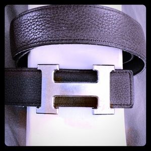 Hermes H leather belt